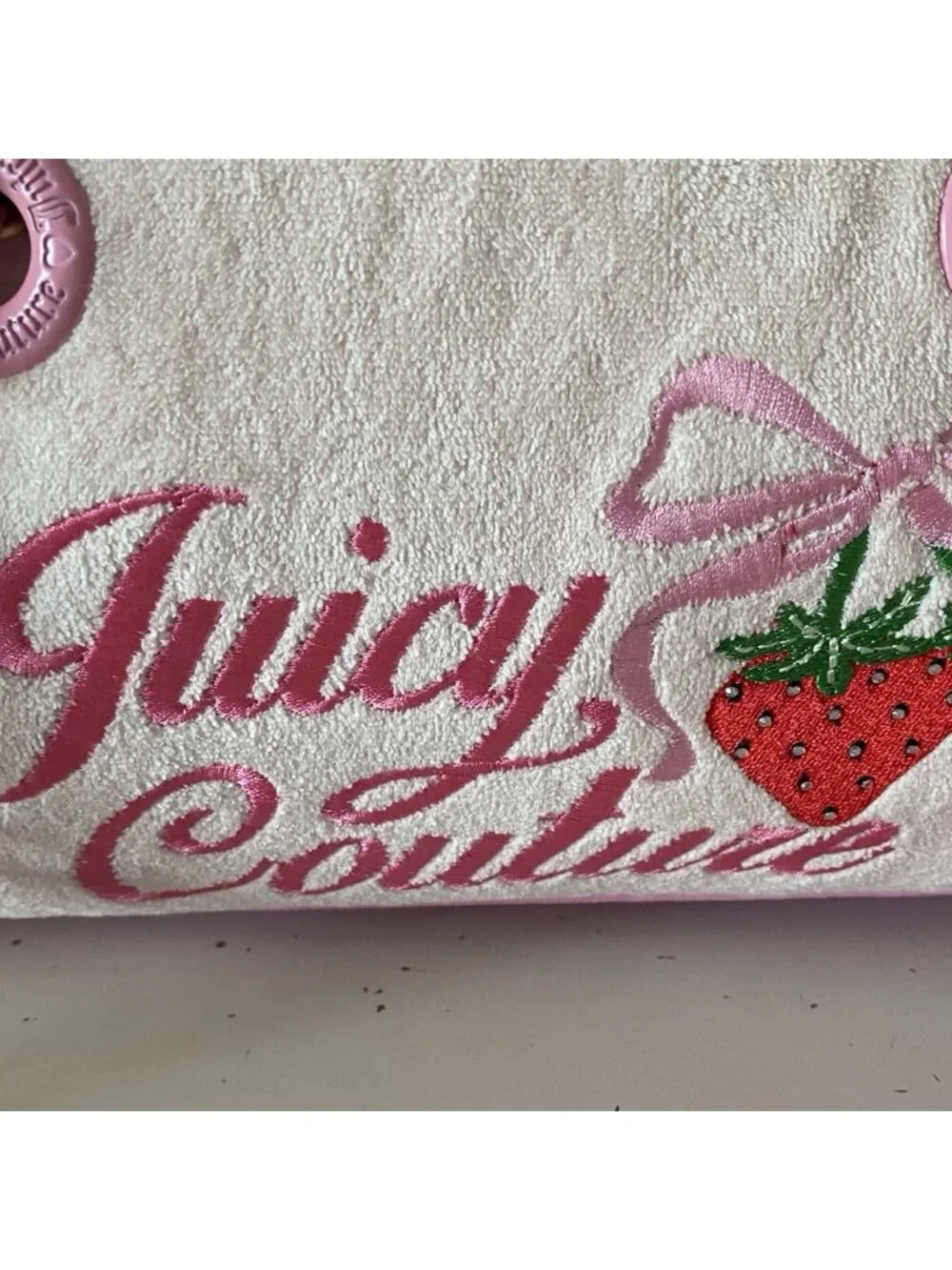 Juicy Couture Retro Strawberry Powder‎ Blush Bowler Satchel Bag W/Pouch NEW